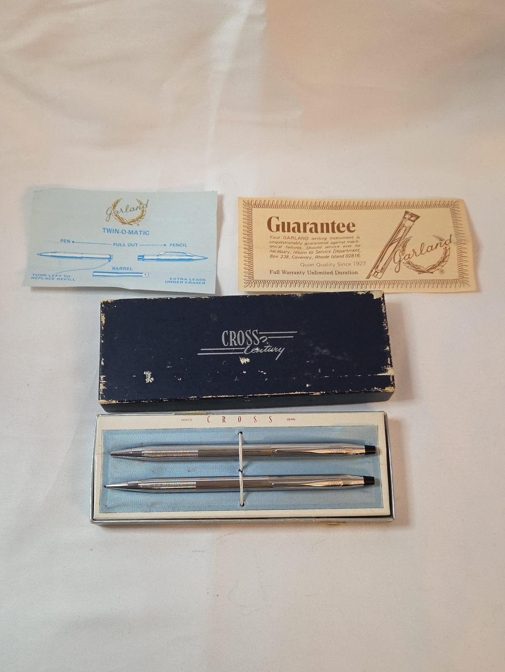 Vintage Cross Classic Century Chrome Ballpoint Pen and Mechanical Pencil Set